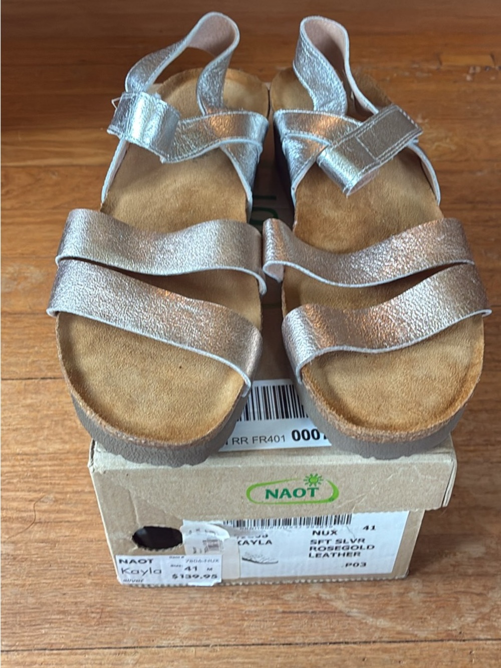 Naot Kayla Metallic Rosegold Leather Sandals